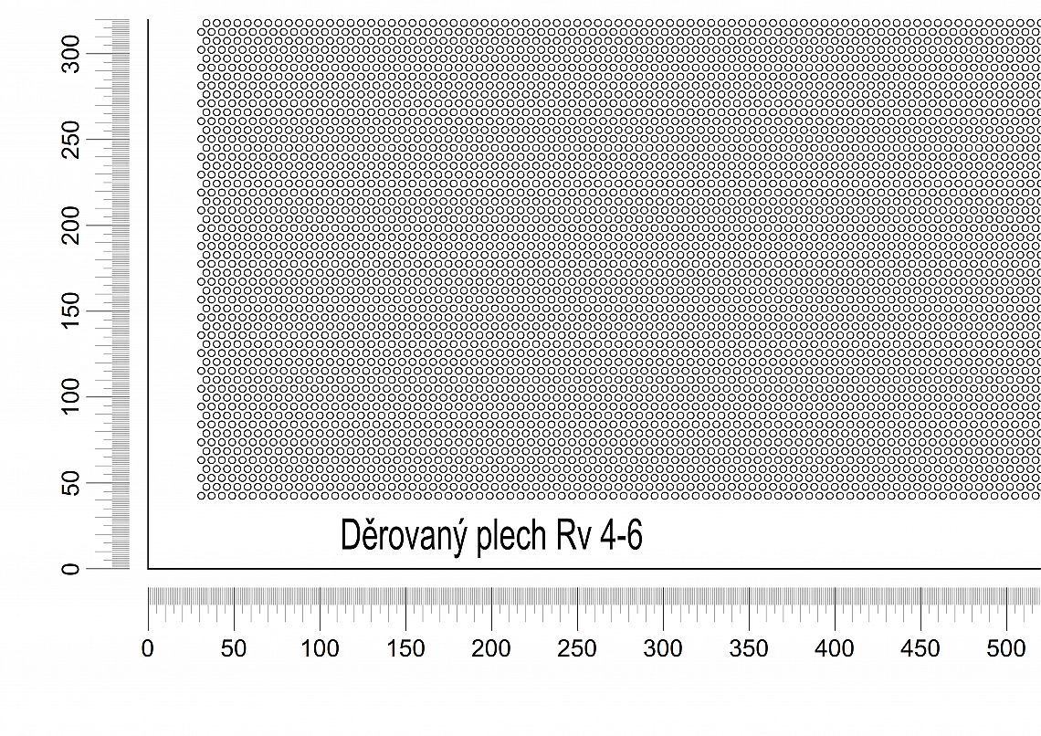 Děrovaný plech DP/Rv-4-6 - 1,5 - ocel-černá - 1500x3000