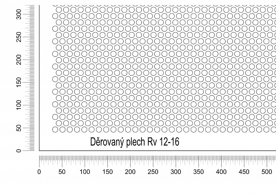 Děrovaný plech DP/Rv-12-16 - 1 - ocel-předzinkovaná - 1000x2000