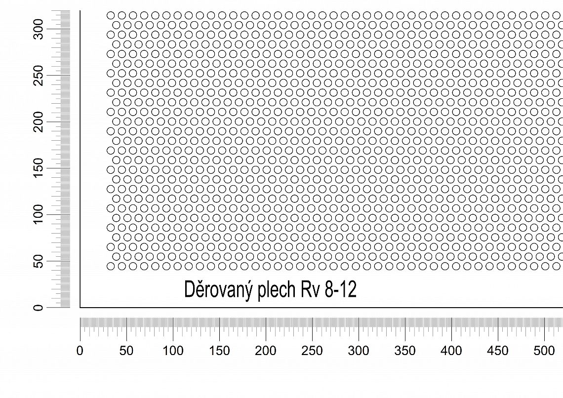 Děrovaný plech DP/Rv-8-12 - 1,5 - hliník-surový - 1000x2000