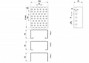 Profilové rošty PGE-150-75/3 - hliník-surový