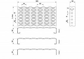 Profilové rošty PSE-360-50/2 - nerez V2A (1.4301)-mořená