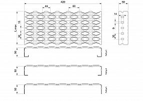 Profilové rošty PSE-420-50/2 - nerez V2A (1.4301)-mořená