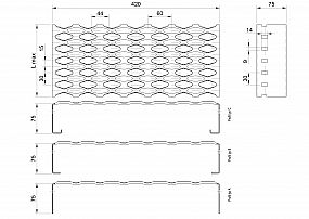 Profilové rošty PSE-420-75/2,5 - nerez V2A (1.4301)-mořená