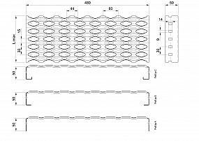 Profilové rošty PSE-480-50/2,5 - nerez V2A (1.4301)-mořená