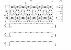 Profilové rošty PSE-480-40/2 - nerez V2A (1.4301)-mořená