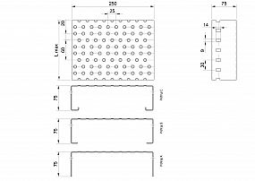 Profilové rošty PGE-250-75/3 - hliník-surový