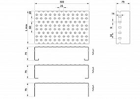 Profilové rošty PGE-300-75/3 - hliník-surový