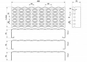 Profilové rošty PSE-480-75/2 - nerez V2A (1.4301)-mořená